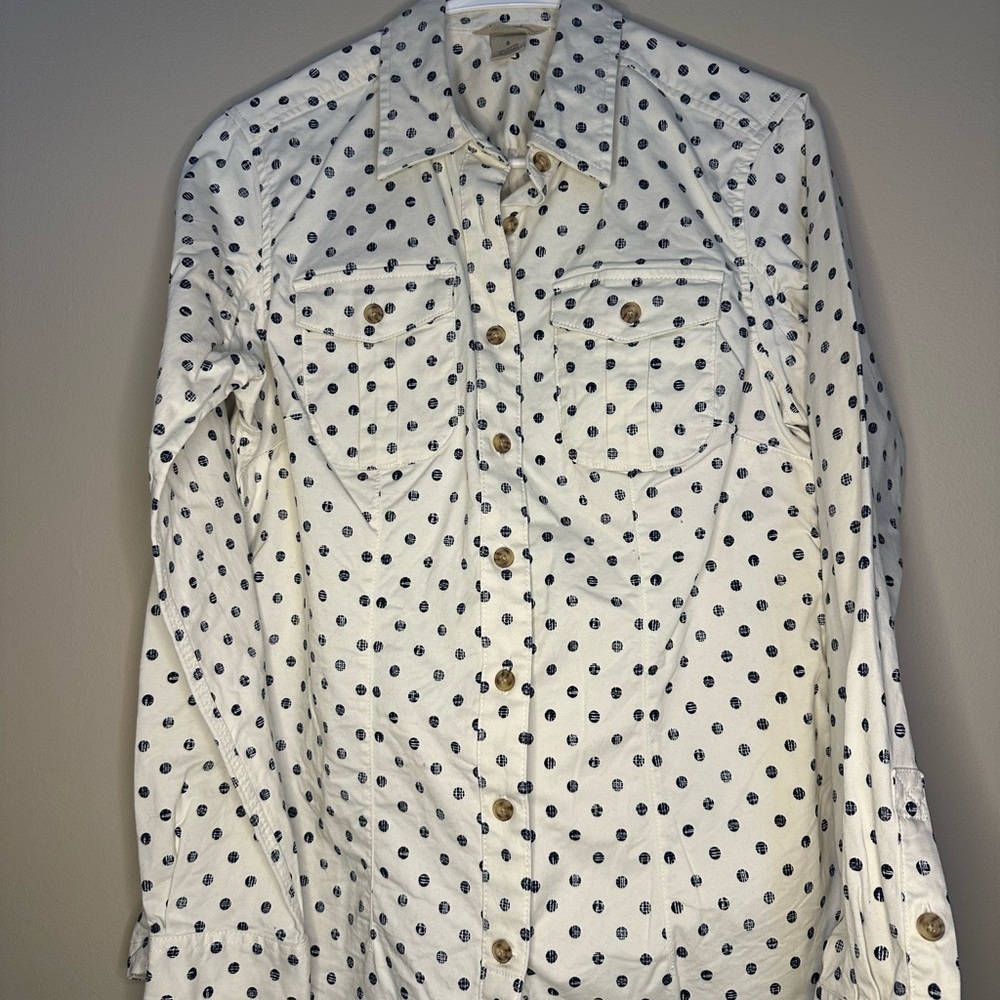 Duluth White Polka Dot Button-Up Shirt